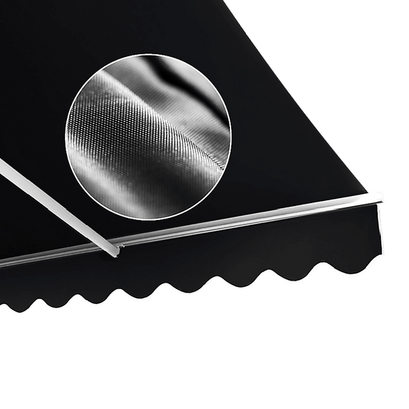 Motorised Outdoor Folding Arm Awning Retractable Sunshade Canopy Black 5.0m x 3.0m - RnR Galore