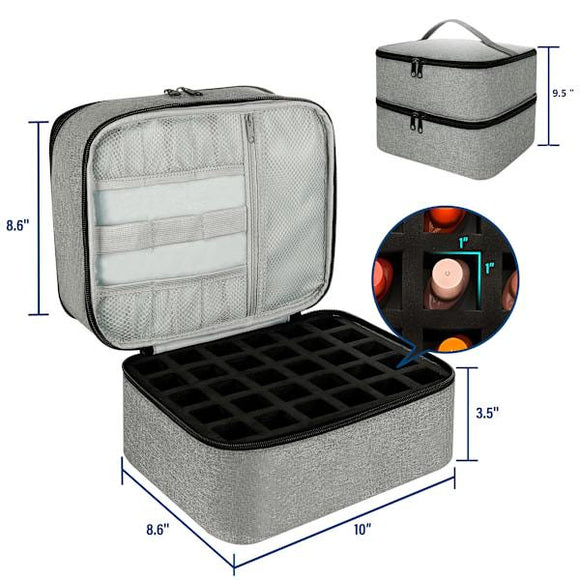 Nail Polish Storage Case with UV Light Gray Professional Organizer for Nail Kits - RnR Galore