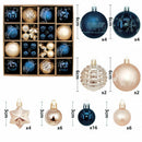 Navy blue and white 44 - Piece Assorted Christmas Baubles Set with Elegant Designs in Wooden Gift Box - 3 - 6cm Decorative Ornaments for Tree, Home & Holiday Display - RnR Galore
