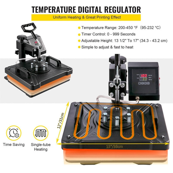 New Digital Clamshell 12" X 15" (29 X 38cm) Heat Transfer Press T-Shirt Sublimation Machine - RnR Galore