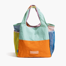 Orange Vibrant Colorblock Foldable Tote Bag Lightweight Reusable Shopping Shoulder Bag - RnR Galore