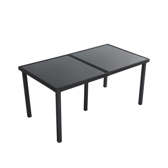 Outdoor Minimalist Black Wicker 6 - Seater Dining Set - RnR Galore