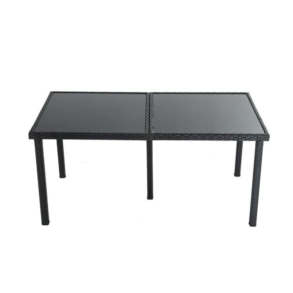 Outdoor Minimalist Black Wicker 6 - Seater Dining Set - RnR Galore