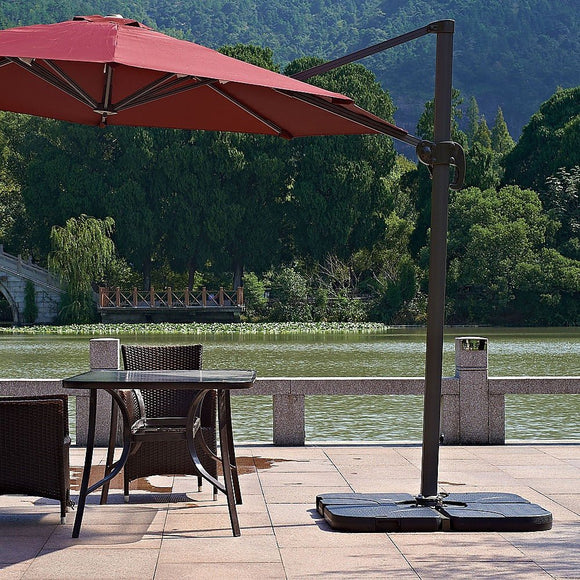 Outdoor Patio 4 - Piece Cantilever Offset 3M Umbrella Base Stand Weight Water Sand - RnR Galore
