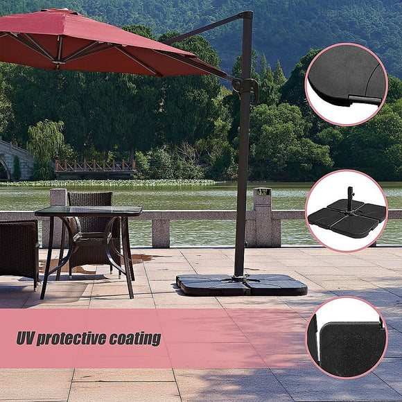 Outdoor Patio 4 - Piece Cantilever Offset 3M Umbrella Base Stand Weight Water Sand - RnR Galore