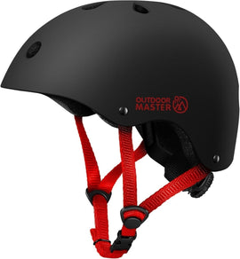 OutdoorMaster Youth & Kids Bike Helmet - Adjustable Multi - Sports Skateboard Helmet with Removable Liners for Balance Bike, Toddler Scooter, One Wheel Hoverboard - Black Red - Medium - RnR Galore