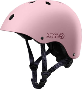 OutdoorMaster Youth & Kids Bike Helmet - Adjustable Multi - Sports Skateboard Helmet with Removable Liners for Balance Bike, Toddler Scooter, One Wheel Hoverboard - Light Pink - Medium - RnR Galore