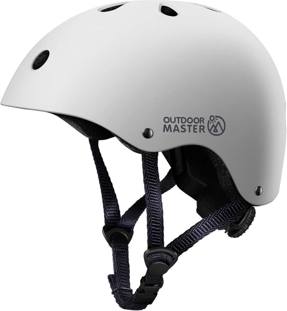 OutdoorMaster Youth & Kids Bike Helmet - Adjustable Multi - Sports Skateboard Helmet with Removable Liners for Balance Bike, Toddler Scooter, One Wheel Hoverboard - White - Small - RnR Galore