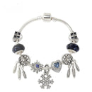Pandora - Style Rhinestone Blue Cat’s Eye Heart Bracelet: Glass Beads, Dreamcatcher Feather Snowflake(20cm) - RnR Galore