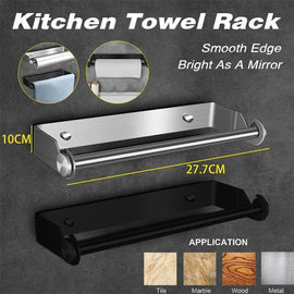 Paper Towel Holder Under Cabinet Wall Mount Stainless Steel Rack Kitchen - Silver - RnR Galore