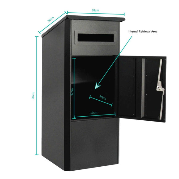 Parcel Delivery Drop Box Mailbox - Secure Home Package Locker 38x38x90cm Black - RnR Galore