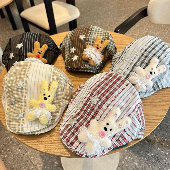Patchwork Plaid Cotton Cap with Decorative Details(yellow) - RnR Galore