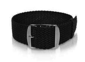 Perlon Bracelet 16 18 20mm XL Black Compatible with Swiss Brands - RnR Galore