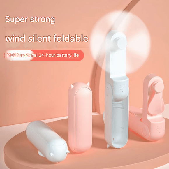 Pink 2 - in - 1 Foldable Mini Fan & Power Bank - Ultra - Compact USB Rechargeable Personal Fan - RnR Galore