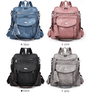 Pink Chic Women's PU Leather Convertible Backpack - Anti - Theft Design, Multi - Pocket Shoulder Bag with Tassel - RnR Galore