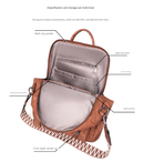 Pink Chic Women's PU Leather Convertible Backpack - Anti - Theft Design, Multi - Pocket Shoulder Bag with Tassel - RnR Galore