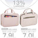Pink Large Capacity Hanging Toiletry Bag for Women(30.5 x 22.5 x 12 cm) - Checked Pattern Waterproof Cosmetic Organizer, Dry/Wet Separation & Multi - Compartment - RnR Galore