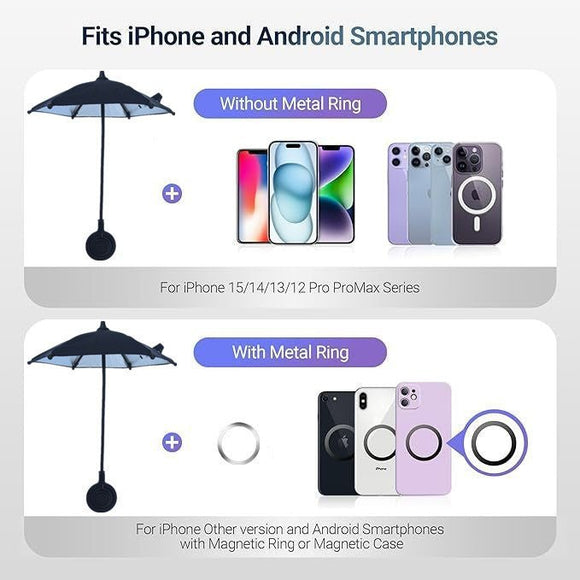 Pink Magnetic Phone Umbrella Sun Shade - Clear Outdoor Screen Visor, Anti - Glare Mini Parasol for iPhone - RnR Galore