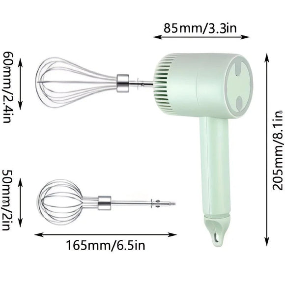 Pink Wireless charging handheld mixer, 30W with three - speed settings. Dual whisk heads designed for whipping eggs, cream, and batter. Suitable for both kitchen and outdoor use, also an ideal gift. - RnR Galore