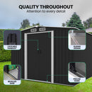 PlantCraft Galvanised Steel Garden Shed 2.58 x 3.13 x 2.02m, with 2 Sliding Doors, 4 Air Vents, Gable Roof, Floor Frame - RnR Galore