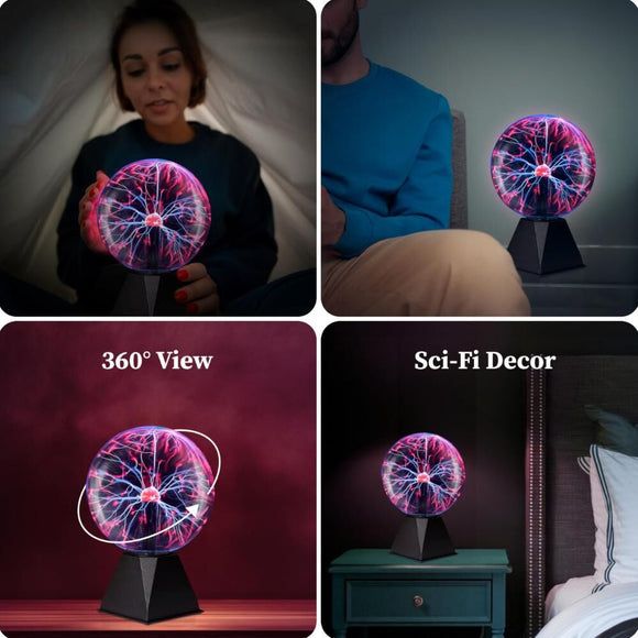 Plasma Ball Lamp - Touch & Sound Sensitive USB - Powered Globe for Decor, Parties & STEM Learning (4 Inch) | Other sizes Available in Store - RnR Galore