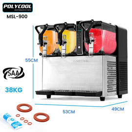 POLYCOOL 9L Triple Tank Slushie Machine, Independent Digital Control Slushy Maker - RnR Galore