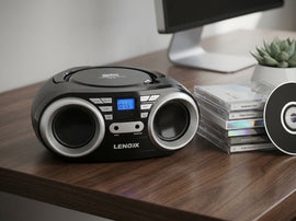 Portable CD Player (Black) 4W Speaker with FM Radio & AUX In - RnR Galore