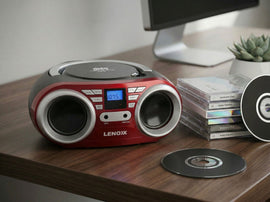 Portable CD Player (Red) 4W Speaker with FM Radio & AUX In - RnR Galore