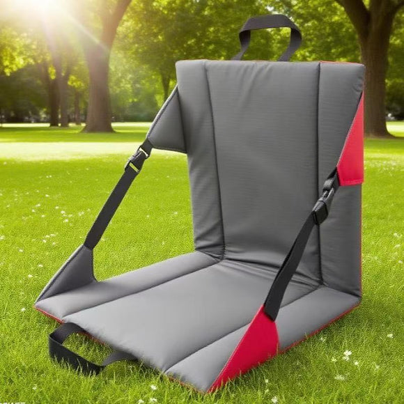Portable Folding Stadium Seat Cushion with Back Support Lightweight Outdoor Chair for Camping Concerts Hiking Beach Bleachers Red - RnR Galore