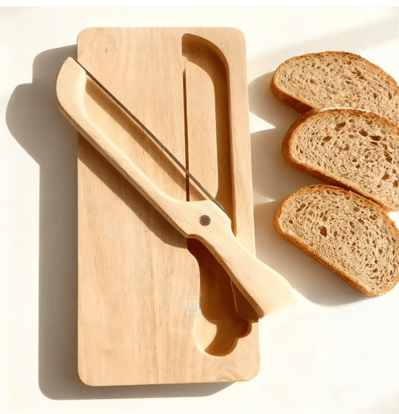 Portable Magnetic Bread Slicing Set: Serrated Toast Knife with Integrated Wooden Cutting Board - RnR Galore