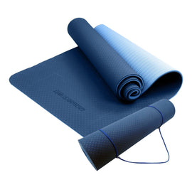 Powertrain TPE Yoga Exercise Mat Home Gym Pilates Fitness 8mm Thick in Dark Blue - RnR Galore