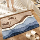 Premium Bath Mat with 8X Water Absorption & Non - Slip Base(Footprints by the seaside) - RnR Galore