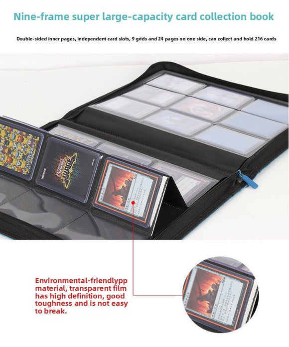 Premium Toploader Binder 9 Pocket 216 Capacity Trading Card Album Zippered PU Leather Storage Holder for Sports TCG & AFL Cards Black - RnR Galore