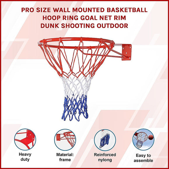 Pro Size Wall Mounted Basketball Hoop Ring Goal Net Rim Dunk Shooting Outdoor - RnR Galore