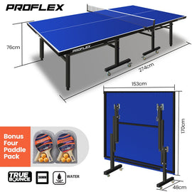 Proflex Table Tennis Table, with 4 Player Ping Pong Paddle and Pingpong Ball Pack - RnR Galore