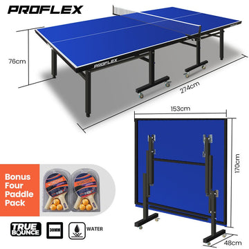 Proflex Table Tennis Table, with 4 Player Ping Pong Paddle and Pingpong Ball Pack - RnR Galore