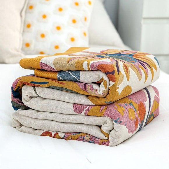 Pure Cotton Multi - Layer Gauze Blanket(Classic B, 230 cm x 200 cm) - Lightweight, Ultra - Breathable, and Moisture - Wicking Summer Quilt for Hot Sleepers - RnR Galore