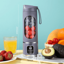 Purple 7.4V Portable Blender Smoothie Maker 450ml Wireless Rechargeable Juicer Cup with 12 - Blade Stainless Steel Cutter, LED Digital Display, USB Charging Personal Blender for Travel Gym Office Home - RnR Galore