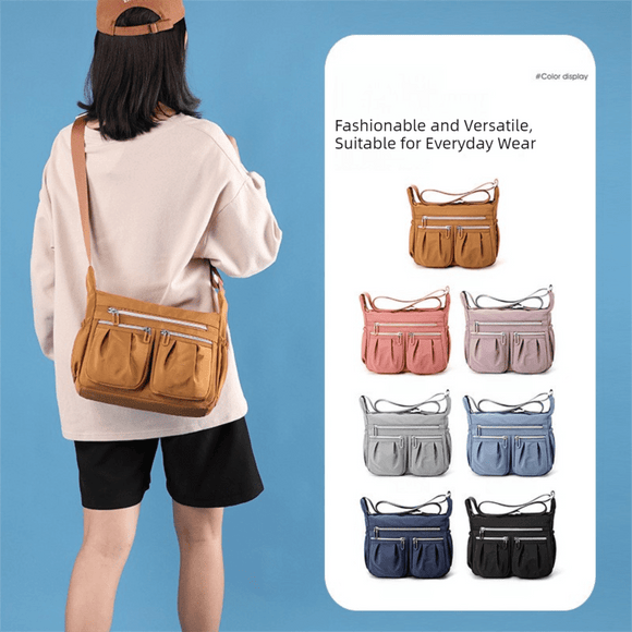 Purple Multi - Pocket Lightweight Nylon Crossbody Bag – Stylish, Functional, and Spacious Shoulder Bag for Women - RnR Galore