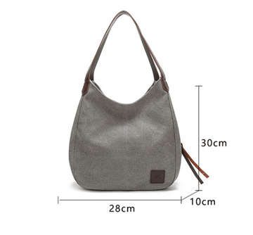 Purple Women's Canvas Hobo Handbag Multi - Compartment Shoulder Tote Bag Minimalist Casual Purse 30cm for Work Shopping & Travel - RnR Galore