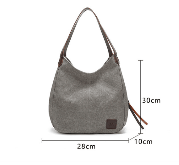 Purple Women's Canvas Hobo Handbag Multi - Compartment Shoulder Tote Bag Minimalist Casual Purse 30cm for Work Shopping & Travel - RnR Galore