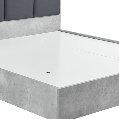 Queen Bed Frame Fabric Upholstery MDF in Cement Colour - RnR Galore