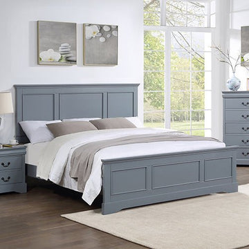 Queen Bed Frame in Solid Wood with Slats Support in Grey colour - RnR Galore