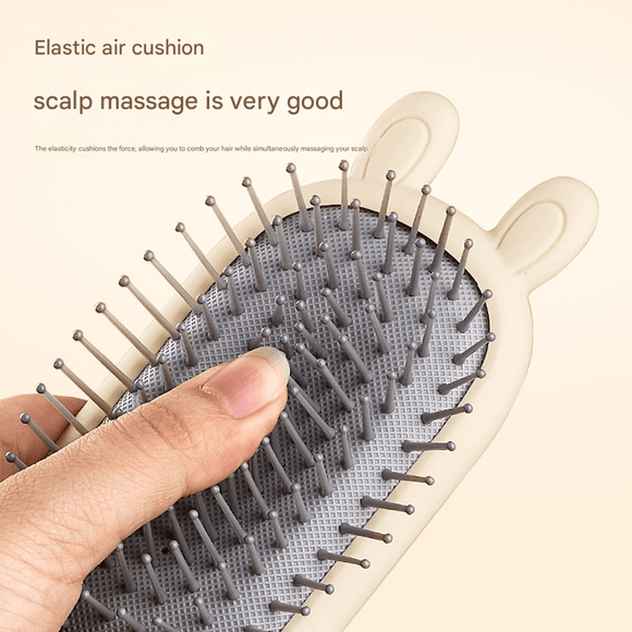 Rabbit ear comb Soft Touch Air Cushion Hair Brush with Built - in Cleaning Claw Detangling Massage Comb for Wet and Dry Hair Gentle Scalp Care - RnR Galore
