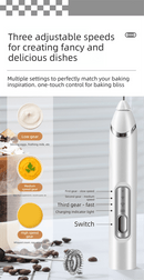 Rechargeable 3 - in - 1 Handheld Milk Frother Set - Electric Whisk with Egg Beater & Mixing Hook - 3 Speed Adjustable Foam Maker for Coffee, Lattes, Baking & Baby Food (Black) - RnR Galore