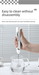 Rechargeable Electric Milk Frother with Metal Stand - Handheld Foam Maker & Egg Beater Set - 3 Speed Mixer with 2 Stainless Steel Whisks for Flat Whites, Lattes & Baking (White) - RnR Galore