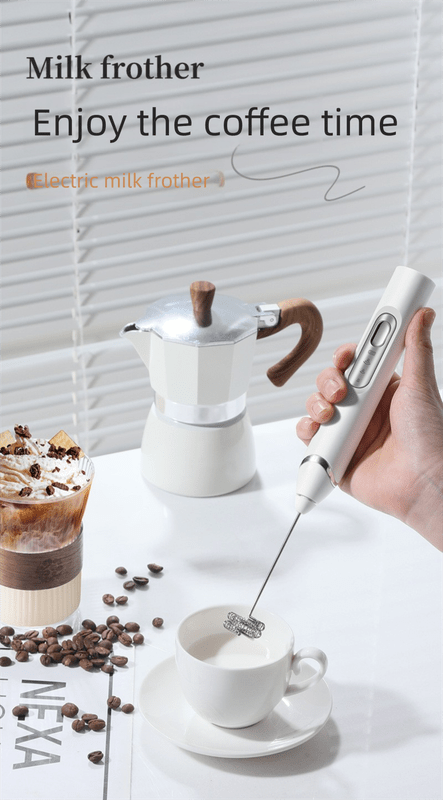 Rechargeable Electric Milk Frother with Metal Stand - Handheld Foam Maker & Egg Beater Set - 3 Speed Mixer with 2 Stainless Steel Whisks for Flat Whites, Lattes & Baking (White) - RnR Galore