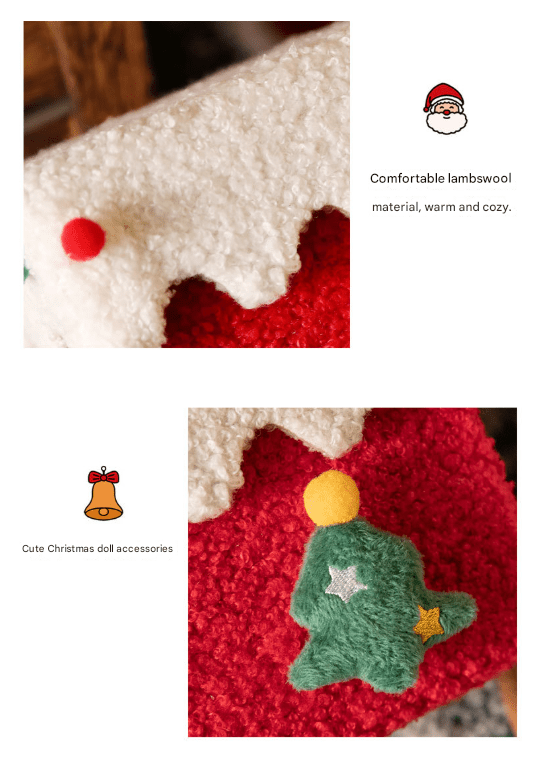 Red and Green Luxe Plush Christmas Gift Box - Decorative Holiday Treat Box with Snowy Trim - RnR Galore