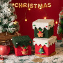 Red and Green Luxe Plush Christmas Gift Box - Decorative Holiday Treat Box with Snowy Trim - RnR Galore