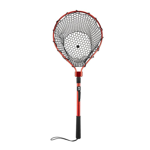 Red High Strength Large Landing Net - Fishing Net with Foldable Handle and Soft Rubber Netting, Dip Net for Fishing, Ideal for Boat, Pier, River Angling - RnR Galore